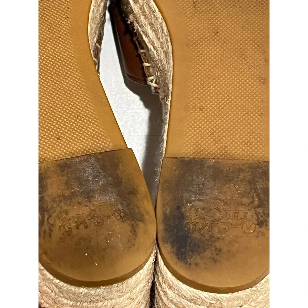 Coach Espadrille Platform Sandals Leather‎ Criss Cross Ankle Strap 7.5